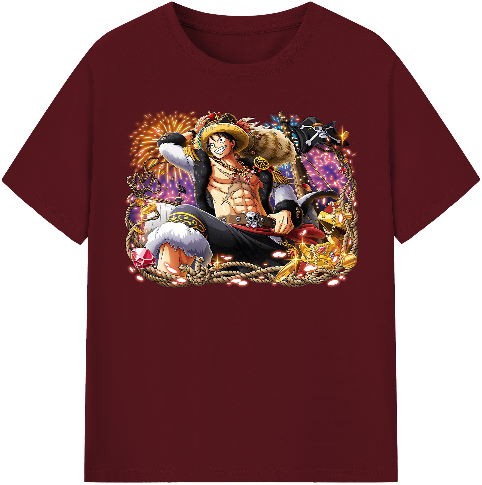 ワンピース モンキー・D・ルフィ ONE PIECE Monkey D. Luffy 綿100％半袖Tシャツ（フロントプリント）